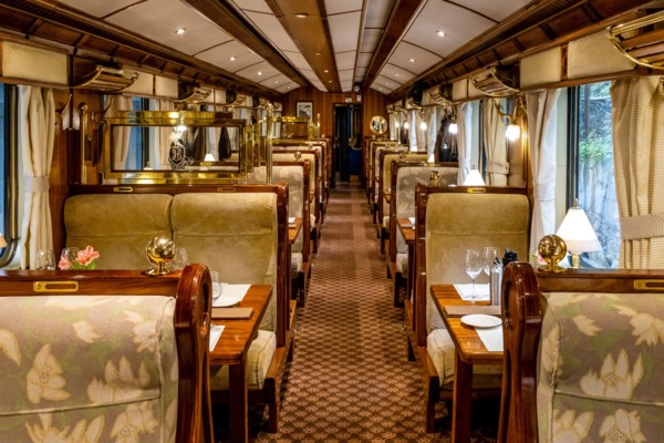 A Luxury Belmond ‘Hiram Bingham’ Train at Aguas Calientes Station, Machupicchu Pueblo, Cusco Region, Peru.