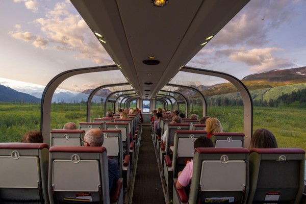 The Alaska Railroad Coastal Classic runs between Anchorage and Seward, Alaska.