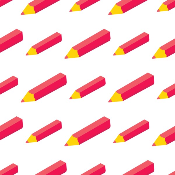 Seamlees pattern with Isometric 3d school supplies  pen. Vector Back to school background with stationery. Office accessories.