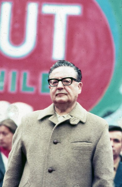 SALVADOR ALLENDE (1908-1973) Chilean politician on a supporters' march in 1964
