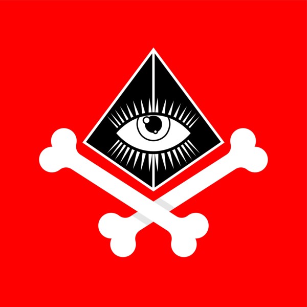 All-seeing eye and bones. secret sign of arcane society