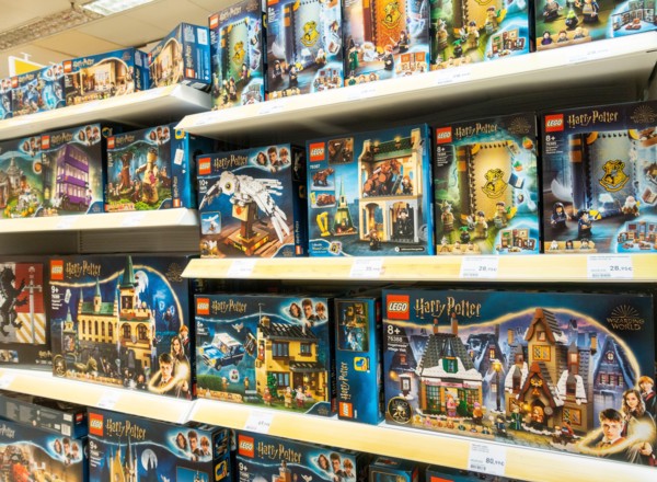 Harry Potter Lego display in toy store.