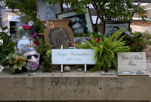 Grave of French singer Serge Gainsbourg Montparnasse Cemetery Paris France