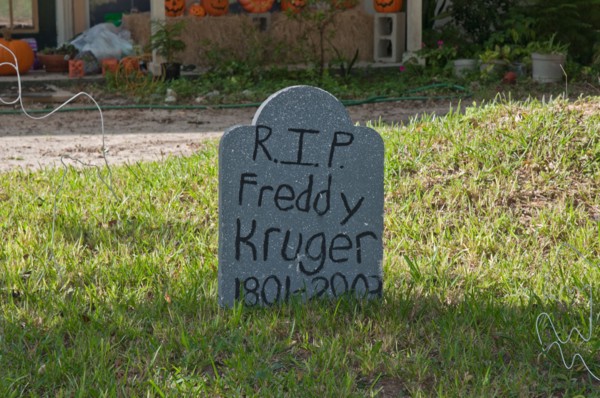 Halloween decorations in yard