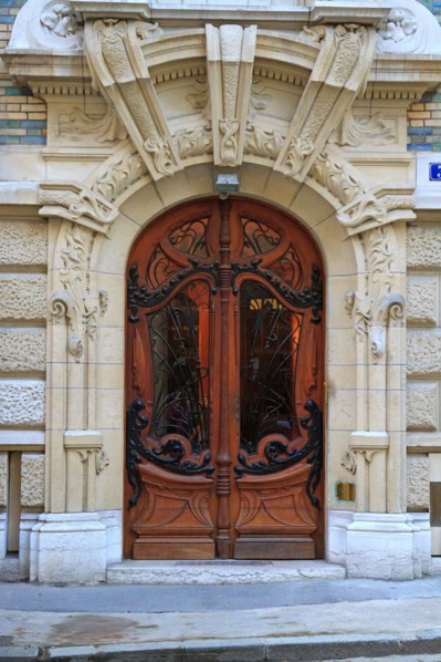 Art Nouveau door at 3 Square Rapp, Paris