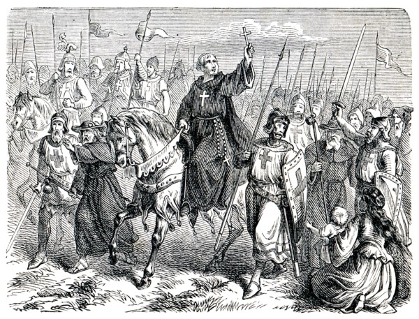 Old engravings. Depicts Saint Bernard of Clairvaux. The book "History of the Church", 1880