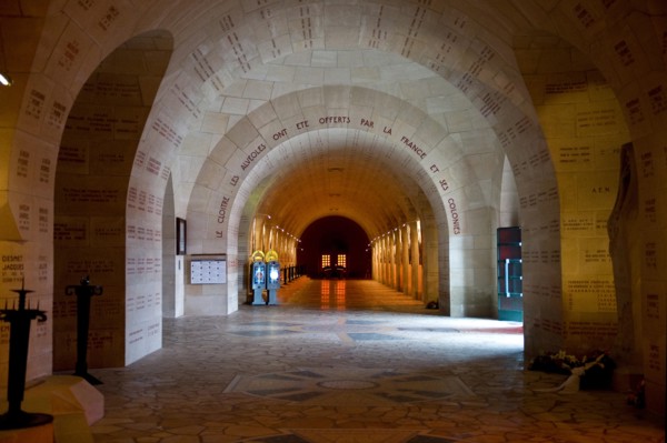 Inside the Douaumont ossuary built in 1932 is a memorial containing the remains of soldiers who died at the battle of Verdun