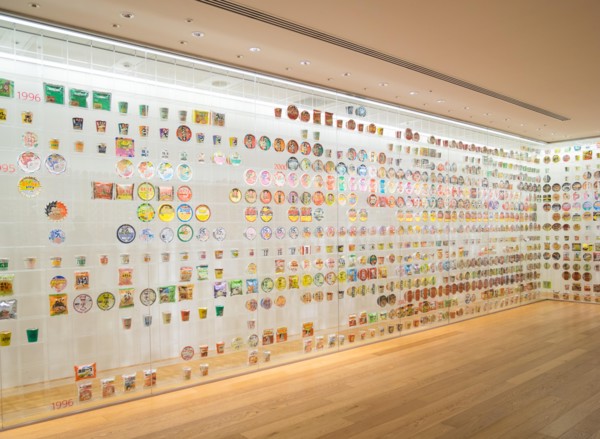 The Instant Noodles History Cube exhibit at the Cupnoodles Museum (Momofuku Ando Instant Noodles Museum) in Yokohama, Japan.