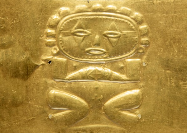 Ancient pre-Colombian artefact in the Gold Museum, Colombia, Bogota