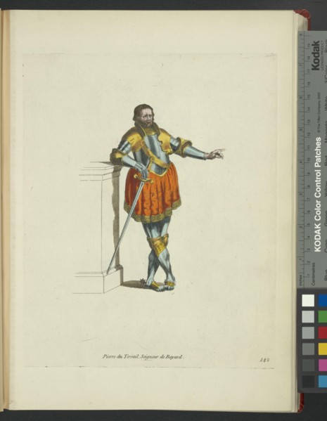 Originally published in 1650 in Portraits of the illustrious persons of France.; Peter Terrail, seigneur de Bayard. Pierre du Terrail, seigneur de Bayard.
