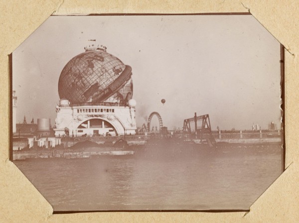Album of the Universal Exhibition of 1900. Celestial Globe and ferris wheel Anonyme. Album de l'exposition universelle de 1900. Globe céleste et grande roue. 1900. Musée des Beaux-Arts de la Ville de ...