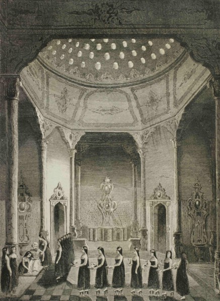 Ottoman Empire. Turkey. Constantinople (today Istanbul). The Sultan's bath. Engraving by Lemaitre, Lalaisse and Arnout. Historia de Turquia by Joseph