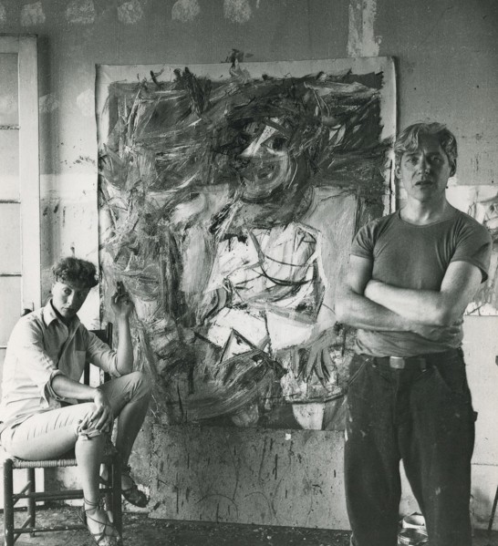 Abstract Expressionist painters Elaine de Kooning (1918-1989) and Willem de Kooning (1904-1997) in East Hampton, New York, 1953.