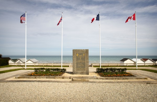 World War 2 Liberation memorial at D Day Sword Beach, Luc Sur Mer, Normandy, France