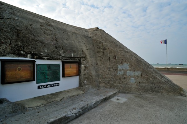 German Second World War bunker in front of the WW2 Gold Beach at Asnelles, Normandy, France
