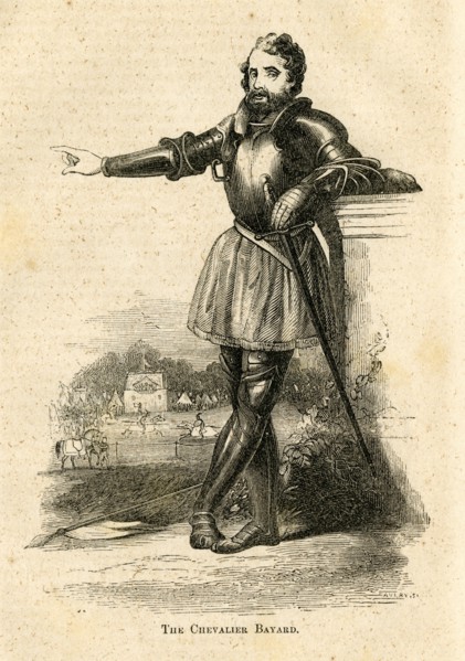 Circa 1850s engraving, "The Chevalier Bayard."