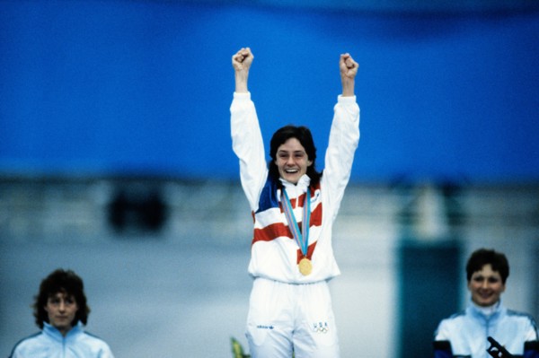 Bonnie Blair USA gold medal winner in the 500m at the 1988 Olympic Winter Games