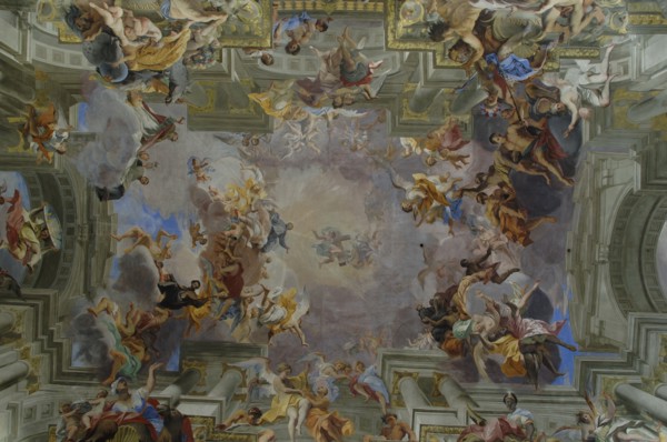Italy. Rome. The Church of St. Ignatius of Loyola at Campus Martius. Trompe l'oeil ceiling fresco by Andrea Pozzo (1642-1709).
