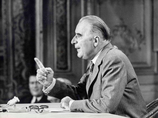 President Georges Pompidou speaks at conference