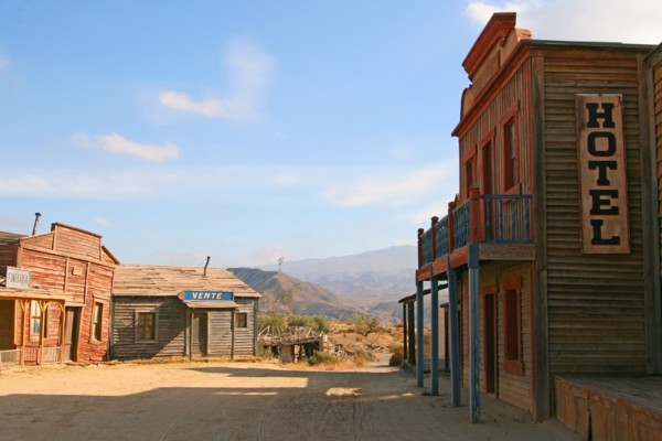 Hotel inside the "Texas Hollywood" theme park. Tabernas desert, Almeria. Spain.