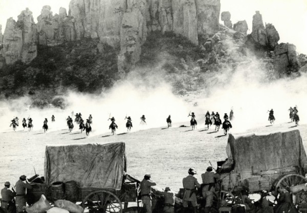 Scene of a western movie, Attack on horseback