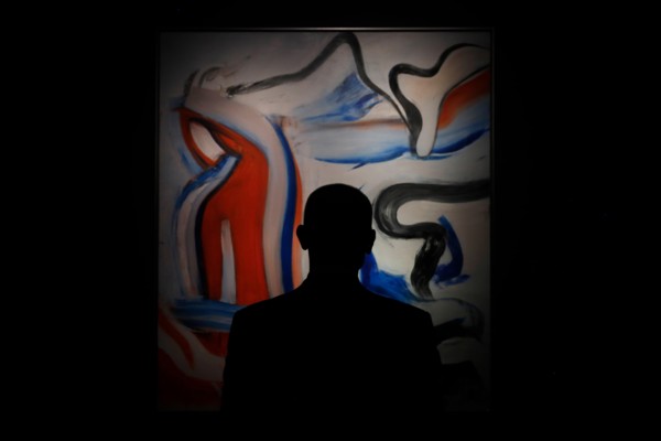 London, UK. 20th February, 2018. A man views oil and charcoal artwork "Untitled XIX" by artist Willem de Kooning at Christie's auction house in London Tuesdya February 20, 2018.  Artworks among "The c...