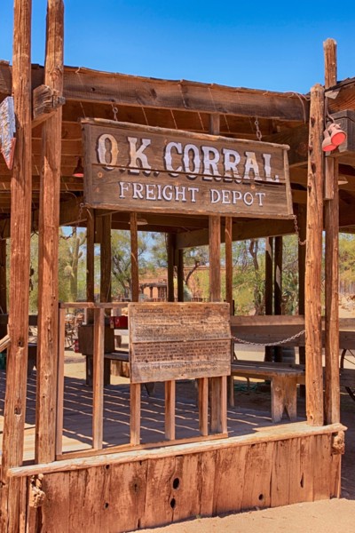 The OK Corral Freight Depot at the Old Tucson Film Studios amusement park in Arizona