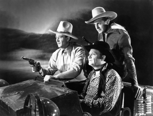 JOHN WAYNE MAX TERHUNE RAY CORRIGAN as The Three Mesquiteers in THREE TEXAS STEERS 1939 director George Sherman Republic Pictures