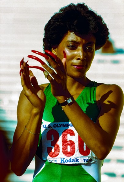 Florence Griffith Joyner competing at the 1984 US Olympic Team Trials.