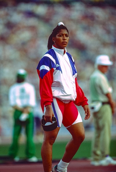 Isel López (CUB) competing in the women's javelin throw at the 1992 Olympic  Summer