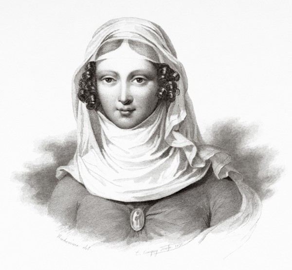 Clemence Isaure (1463-1513) in the floral games room in Toulouse. Legendary medieval woman, founder of the Acadèmia dels Jòcs Florals or Academy of Floral Games. Member of the Yzalguier family from To...