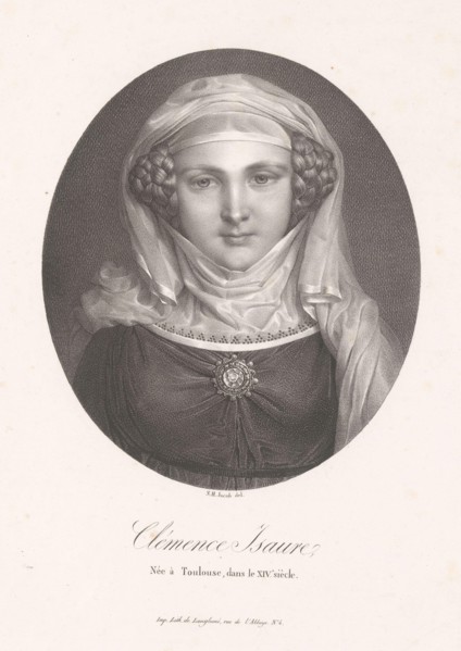 Portrait of Clémence Isaure, Clemence Isaure (title on object), print maker: Nicolas Henri Jacob, printer: Pierre Langlumé, publisher: Jean Pierre Sudre (1783-1866), Paris, 1825 - 1827, paper, height ...