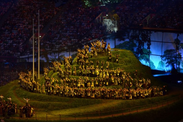 LONDON, ENGLAND - JULY 27, performers during London Olympics Opening Ceremony at the Olympic Stadium on July 27, 2012 in London, England Photo by Roger Sedres / Gallo Images