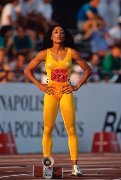 Florence Griffith Joyner competing at the 1988 US Olympic Track and Field Trials