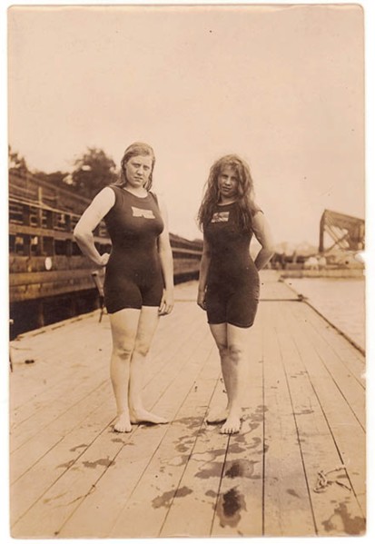 Possibly Mina Wylie with an unidentified female swimmer, probably Stockholm Olympics, 1912