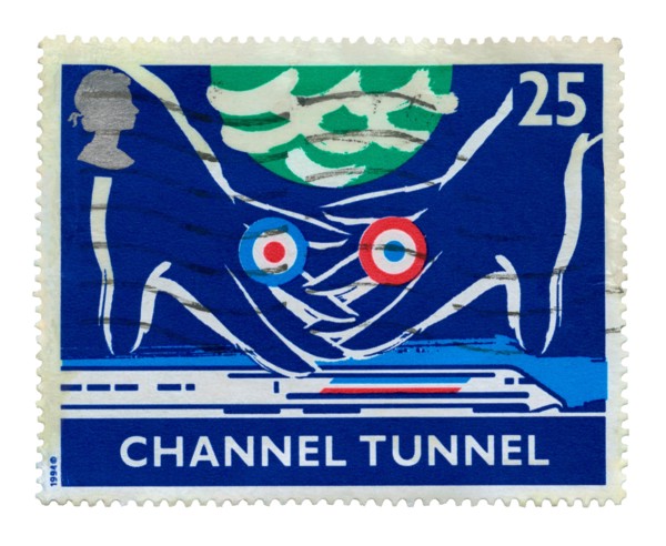 UK postage stamp commemorating the opening of the Channel Tunnel in 1994