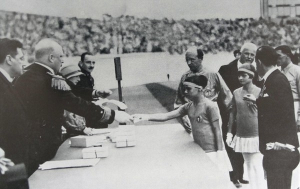 Presentation of medals by HRH Prince Hendrik of the Netherlands at the 1928 Amsterdam Olympic games