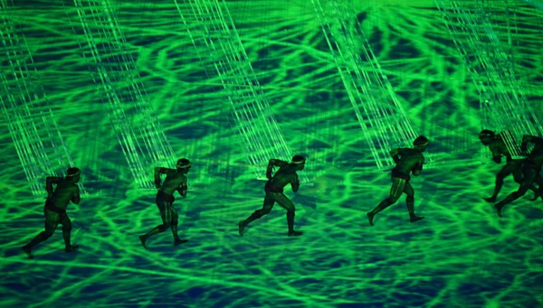 Rio. 5th Aug, 2016. Dancers perform during the opening ceremonies of the Summer Olympic Games on Friday, Aug. 5, 2016, at Maracana Stadium in Rio de Janeiro, Brazil. Credit:  Mark Reis/Colorado Spring...