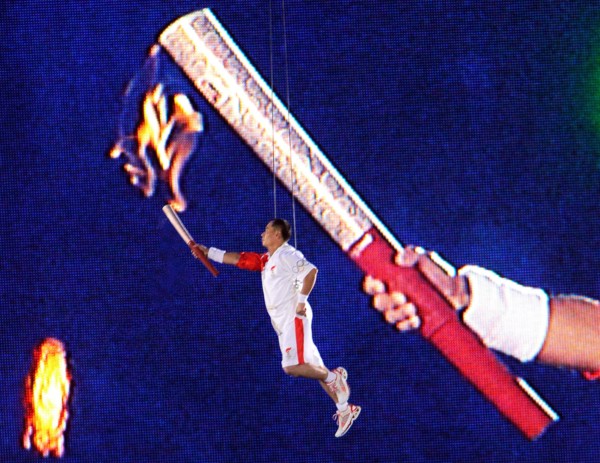 OLYMPIC TORCH OPENING CEREMONY OLYMPIC STADIUM BEIJING CHINA 08 August 2008