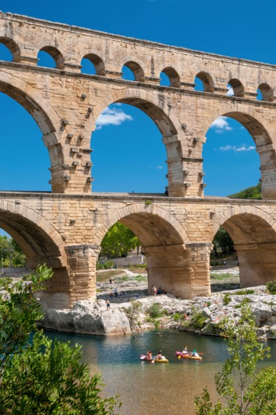 Gardon river and Pont du Gard bridge, a listed Unesco World Heritage Site, Gard (30), Occitanie region, France