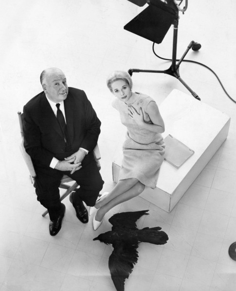Alfred Hitchcock and Tippi Hedren, publicity photo for The Birds, c 1960