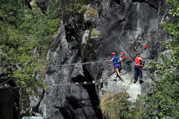 Via Ferrata of the Ailefroide Gorges, Pelvoux. Ecrins National Park. Hautes-Alpes, France