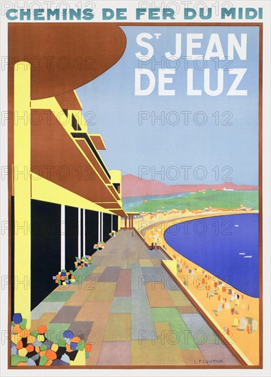 Chemins de fer du Midi. St.Jean de Luz by Louis Floutier (1882-1936). Poster published in 1928 in France.