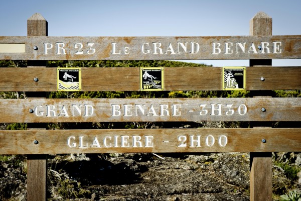 Hiking trail on way to Le Grand Benare, Reunion Island, French overseas department in Indian Ocean