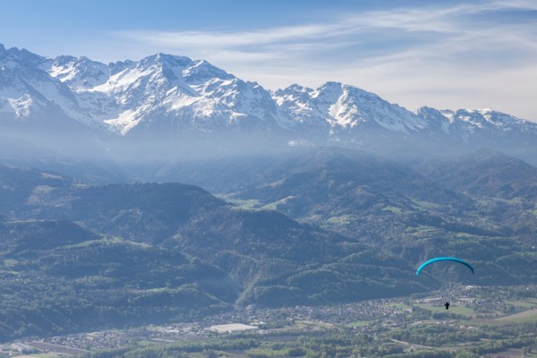 Paragliding at Saint Hilaire du Touvet, Natural park of Le Chartreuse, Isère, Rhône-Alpes, France