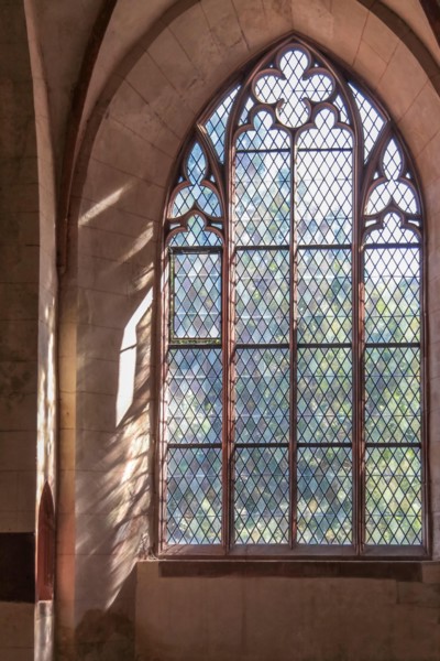 Stained glass windows in the Cistercian monastery Kiedrich, Rheingau, Hesse, Germany
