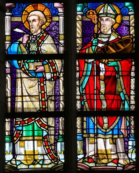 Stained Glass window in St Gummarus Church in Lier, Belgium, depicting the Orthodox Church Fathers