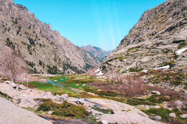 Mountains landscape in Corsica, France.