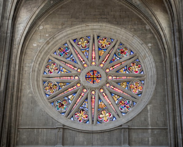 South rose window in Orléans cathedral, Centre-Val de Loire, France, Europe