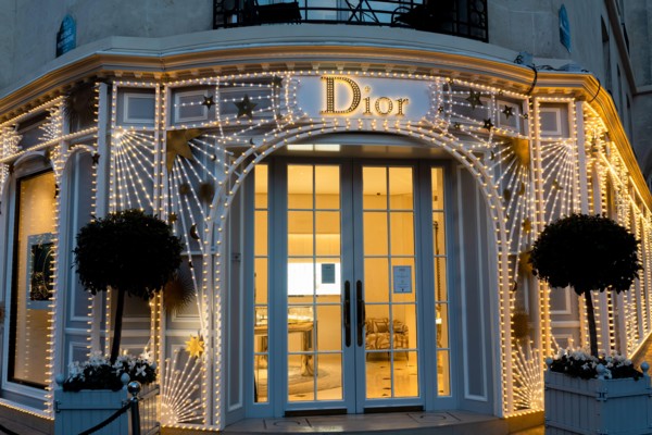 Dior with Christmas lights on avenue Montaigne - Paris, France